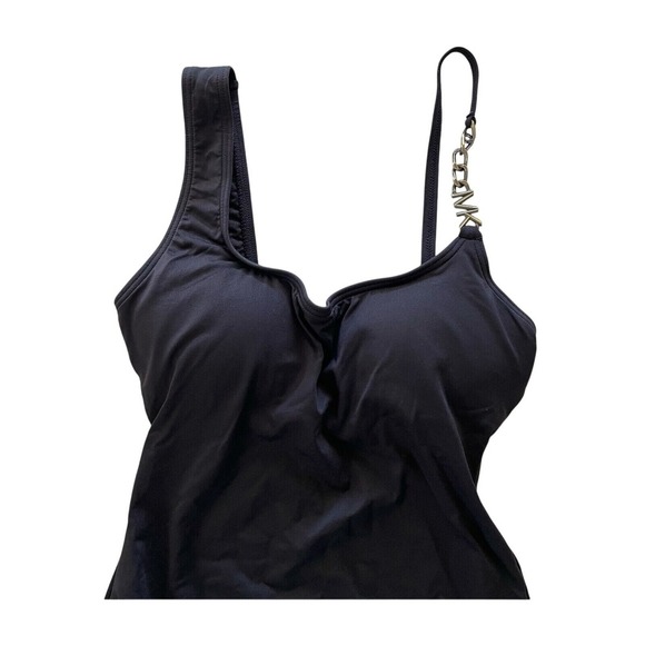 MICHAEL Michael Kors Logo Chain Black One Piece Swimsuit Size 10 Padded $122 NWT - Picture 2 of 4